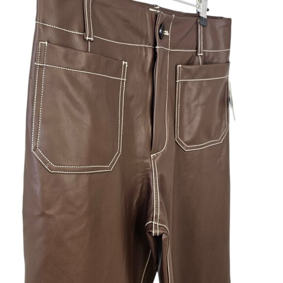 Anthropologie Maeve The Colette Faux-Leather Top-Stitch Crop Wide-Leg Pants, 29 - Picture 10 of 10